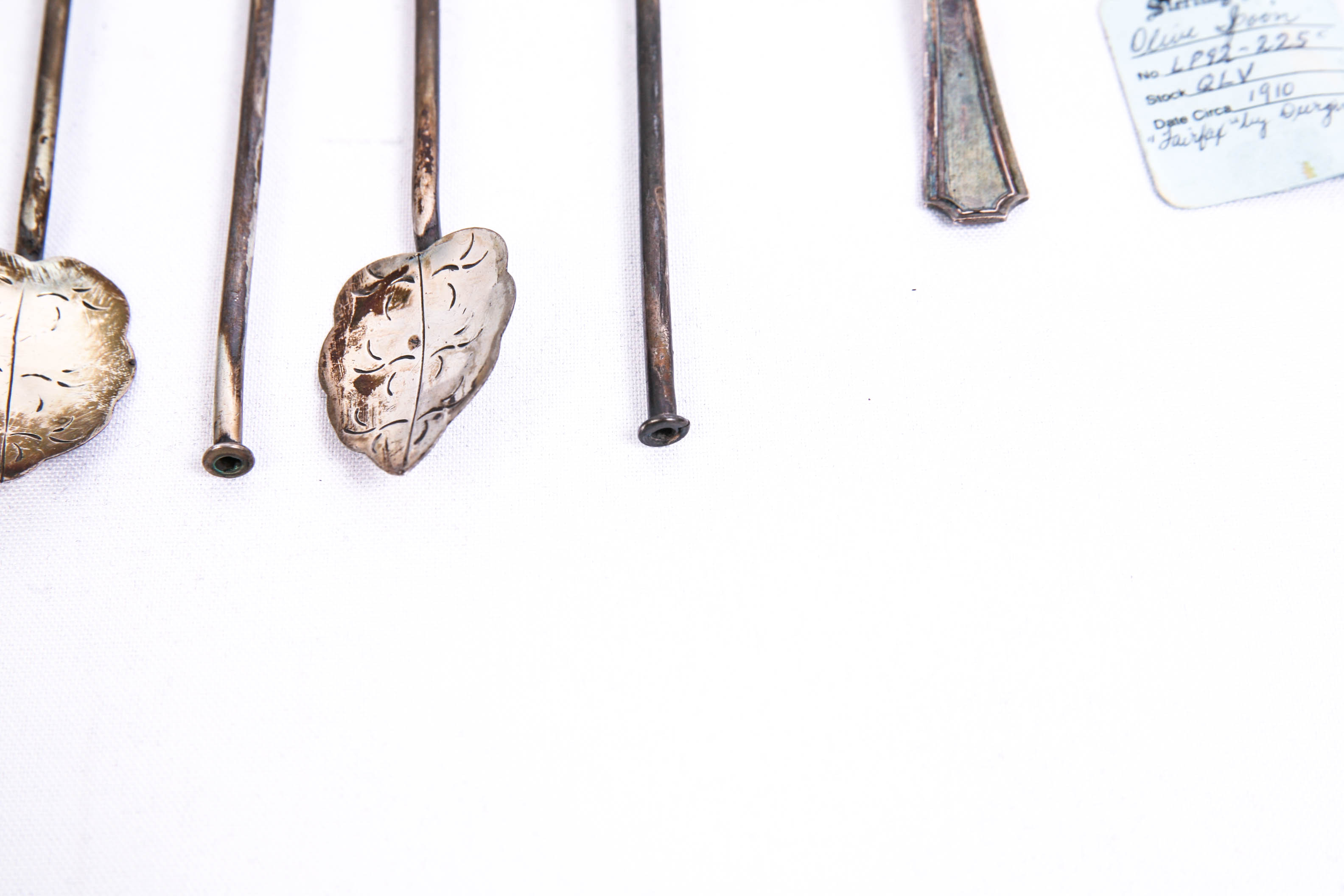 Antique Sterling Silver Straws and Olive Spoon