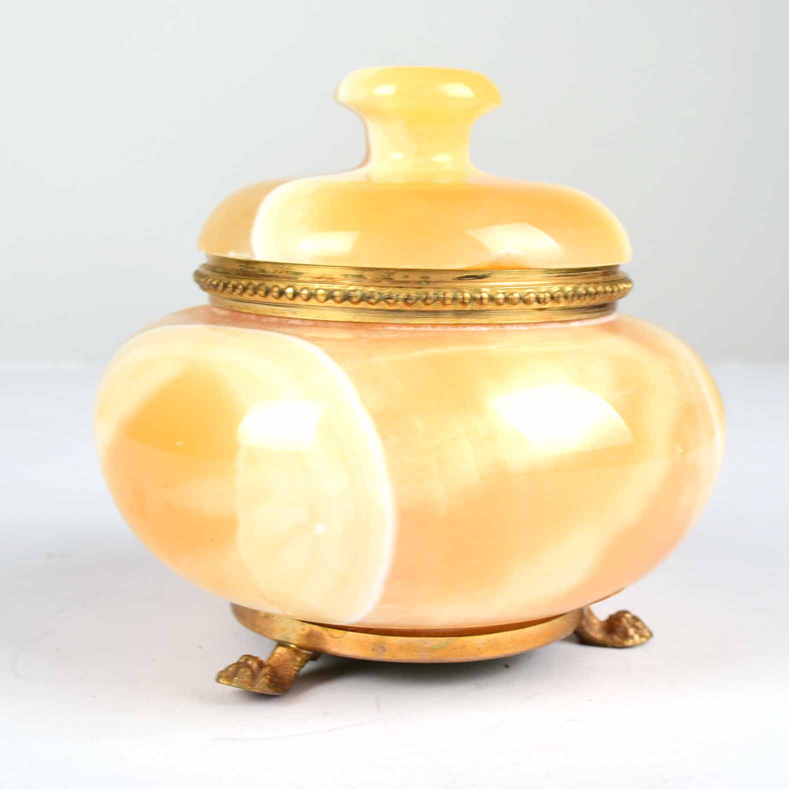 Butterscotch Onyx Lidded Trinket Jar