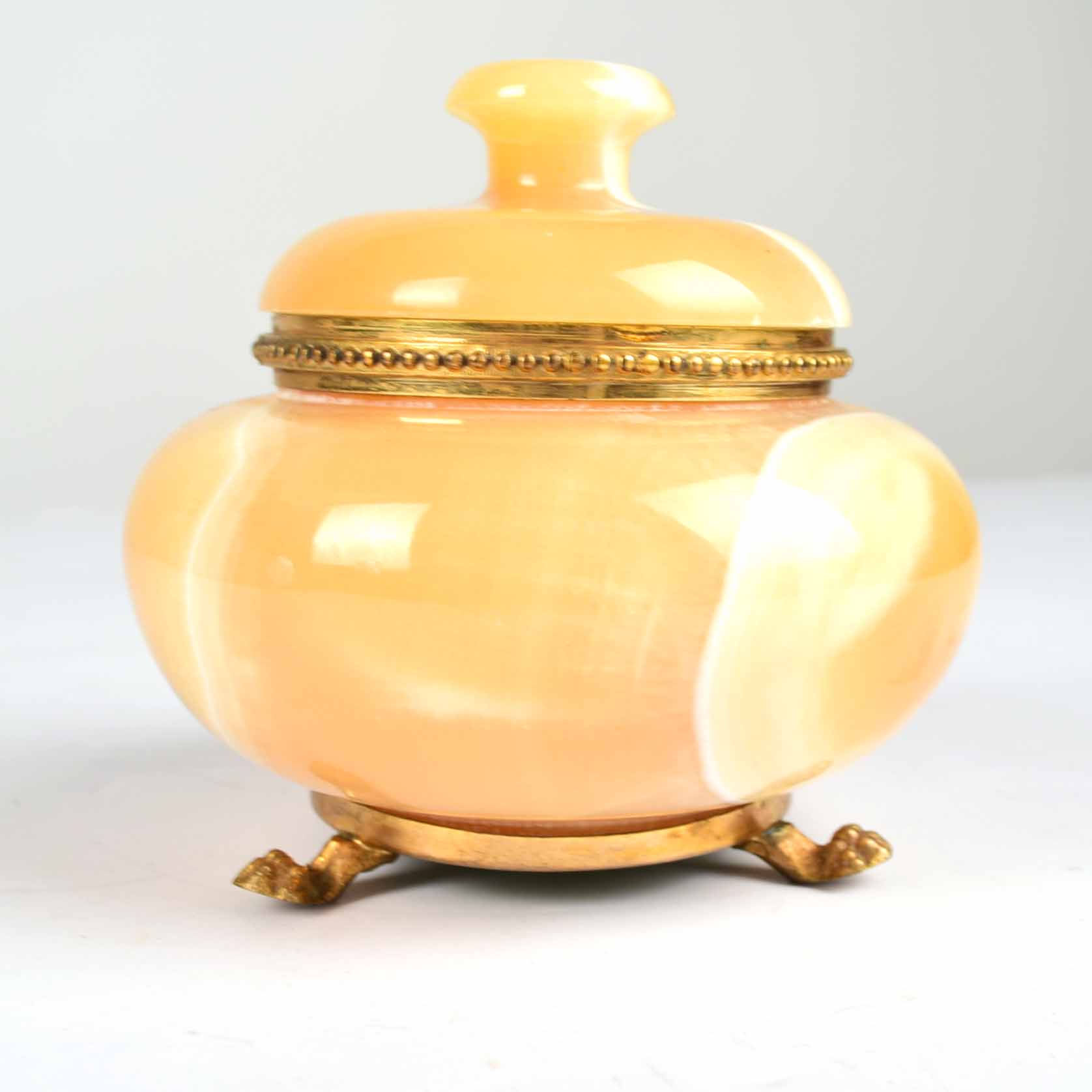 Butterscotch Onyx Lidded Trinket Jar