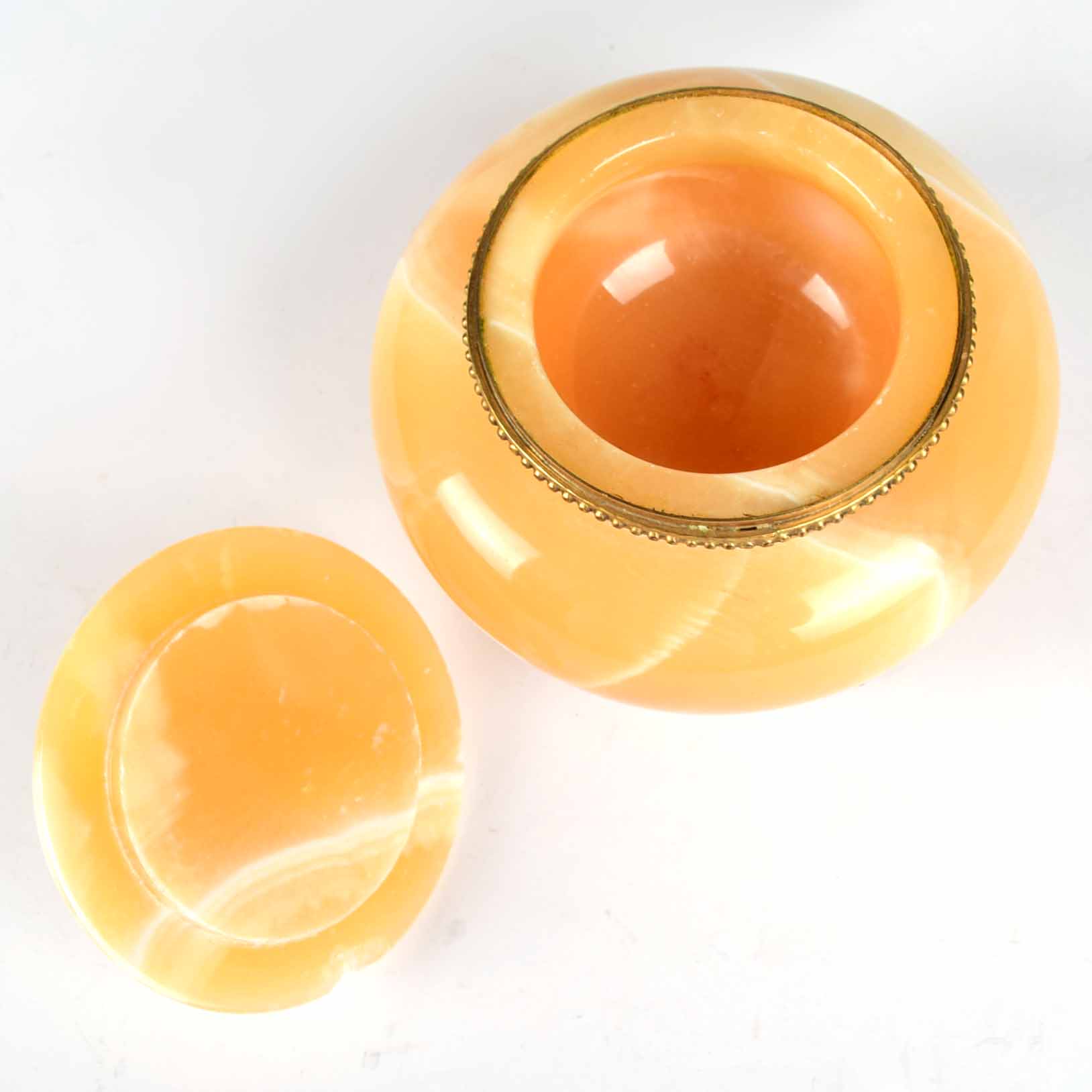 Butterscotch Onyx Lidded Trinket Jar