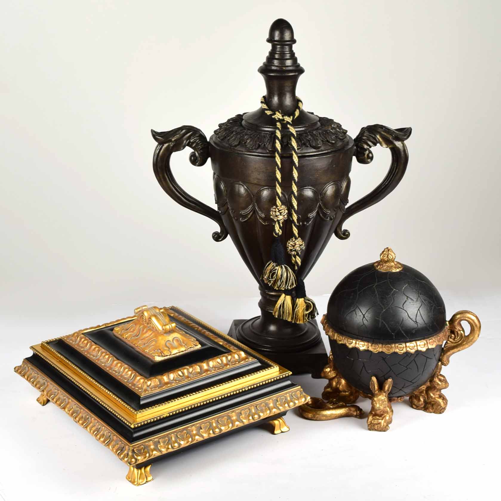 Trio of Black and Gold Decor