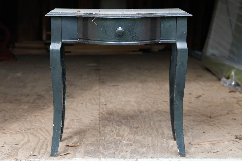 Wood Side Table with Black Finish