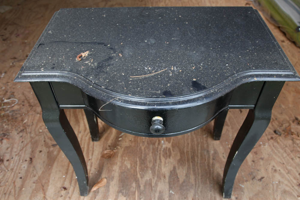 Wood Side Table with Black Finish
