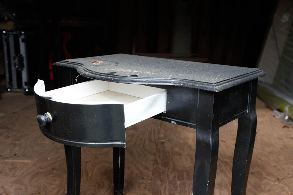 Wood Side Table with Black Finish