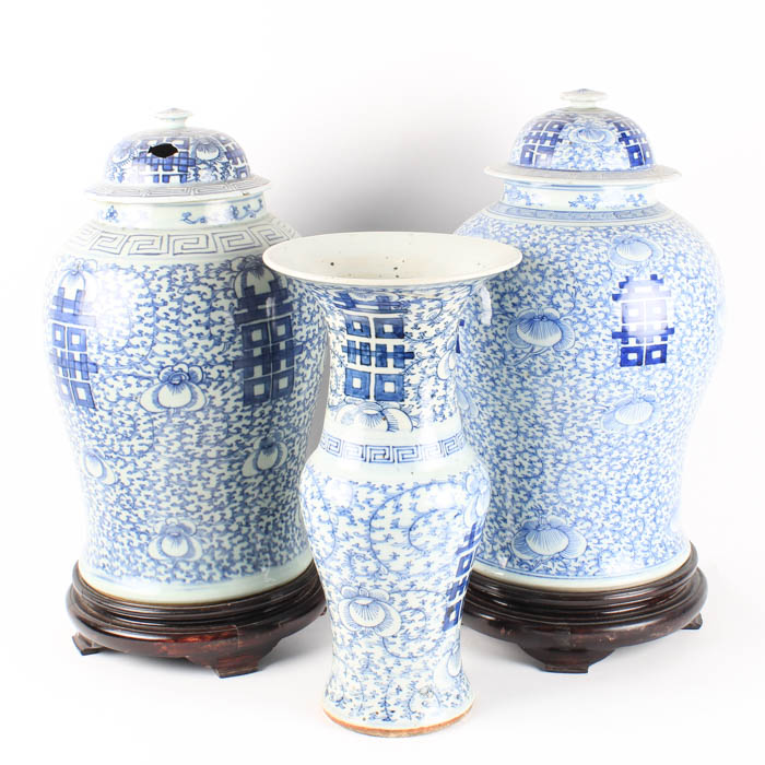 Grouping of Chinese Blue and White Vases.