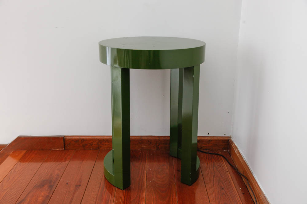 Round Olive Green Side Table