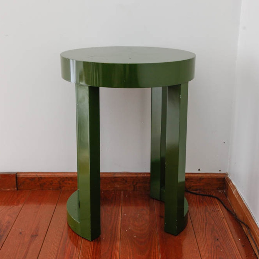 Round Olive Green Side Table