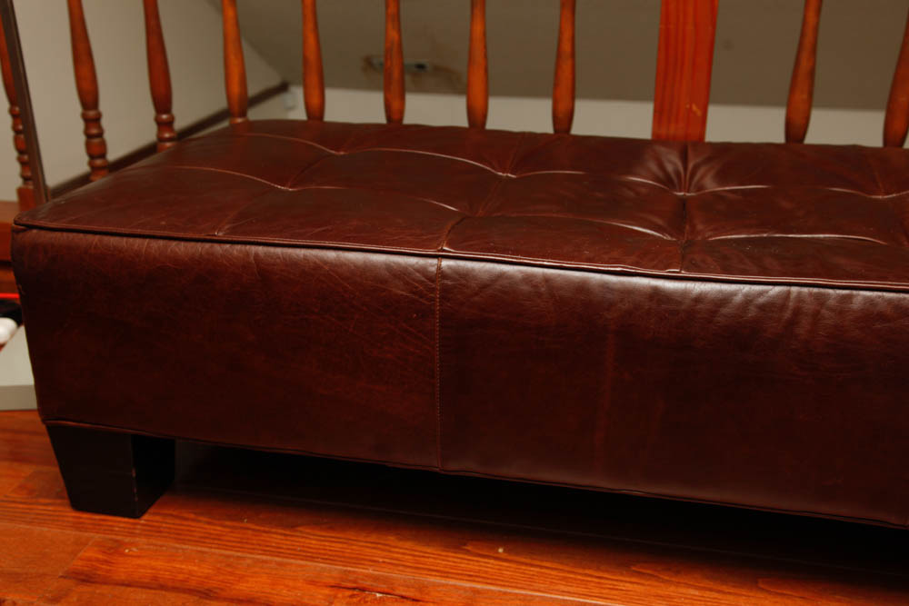 Brown Leather Bench