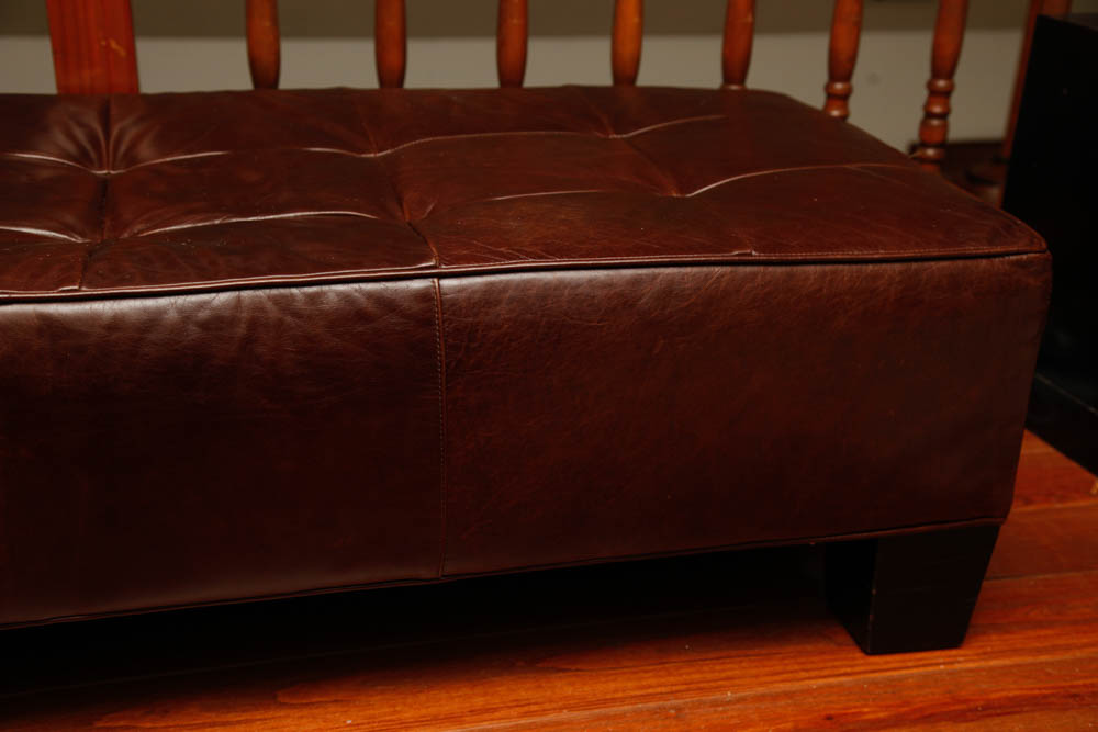 Brown Leather Bench