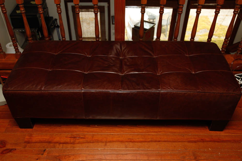 Brown Leather Bench