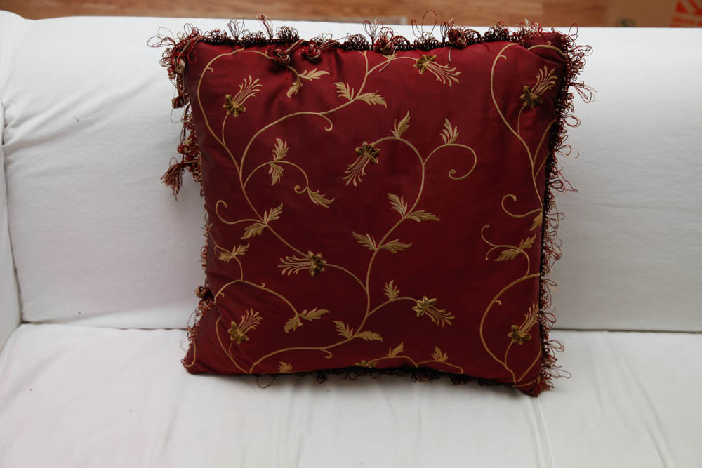 Grouping of Decorative Pillows and Throws