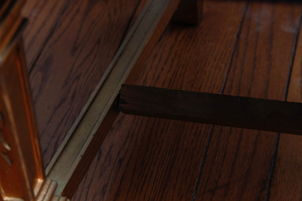 Gold Tone Wooden Chair With Purple Velveteen Upholstery