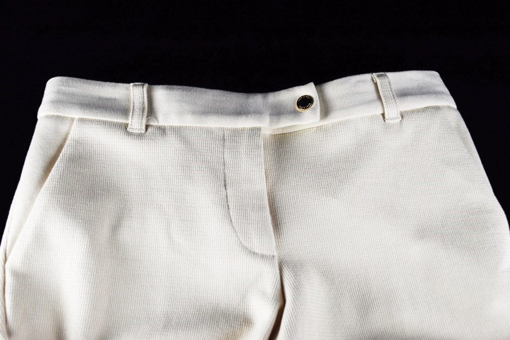 Tory Burch Ladies' Beige Cotton Waffle Weave Cropped Pants