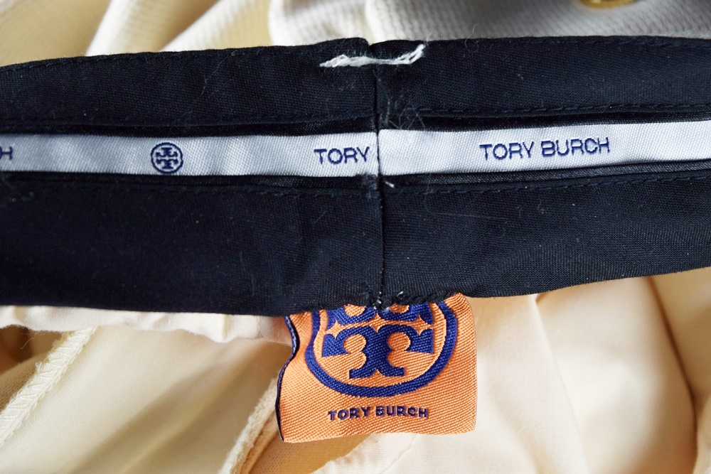 Tory Burch Ladies' Beige Cotton Waffle Weave Cropped Pants