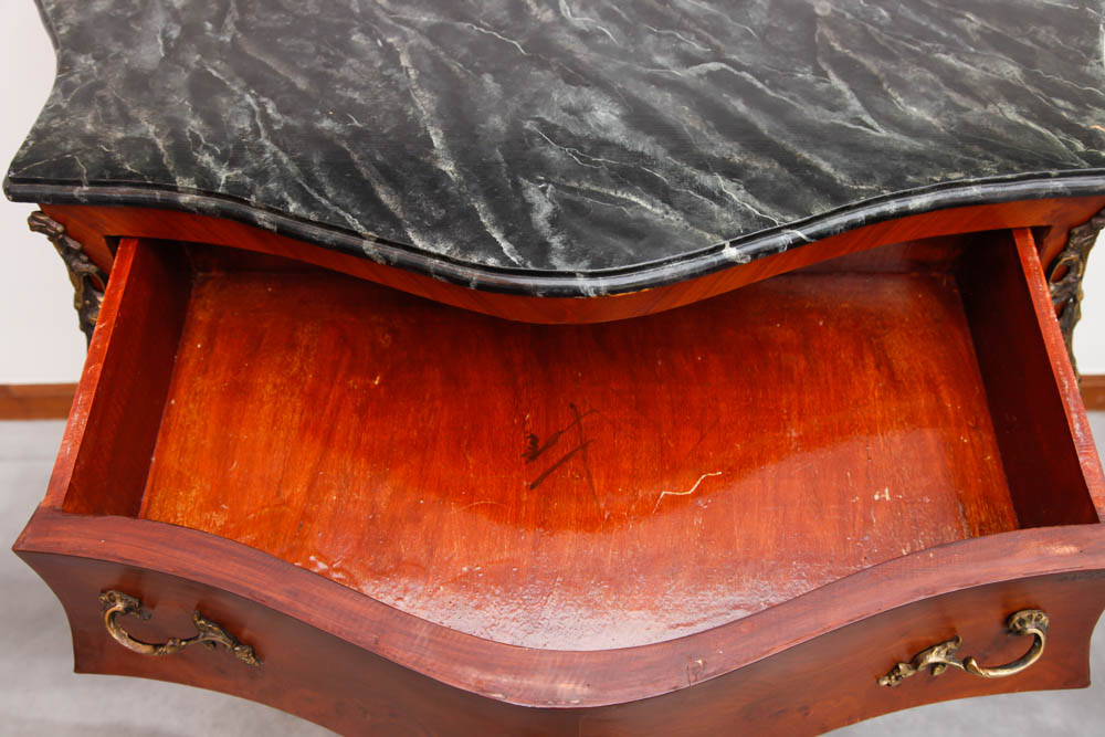 Louis XV Style Walnut Bombe Commode