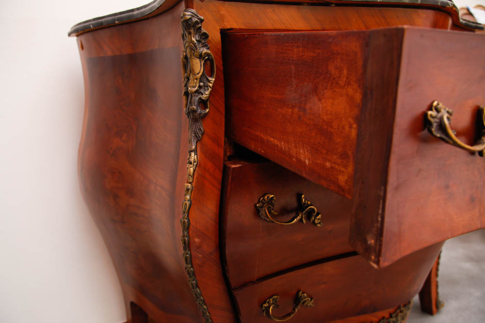 Louis XV Style Walnut Bombe Commode