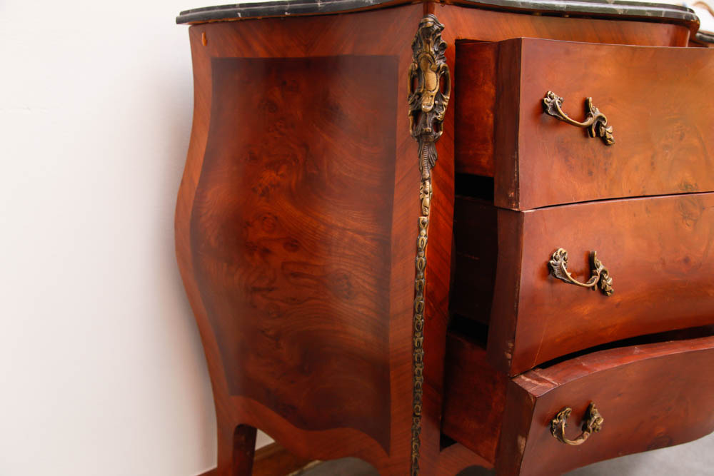 Louis XV Style Walnut Bombe Commode