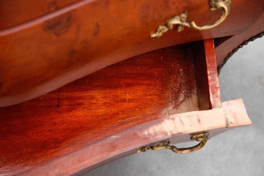 Louis XV Style Walnut Bombe Commode