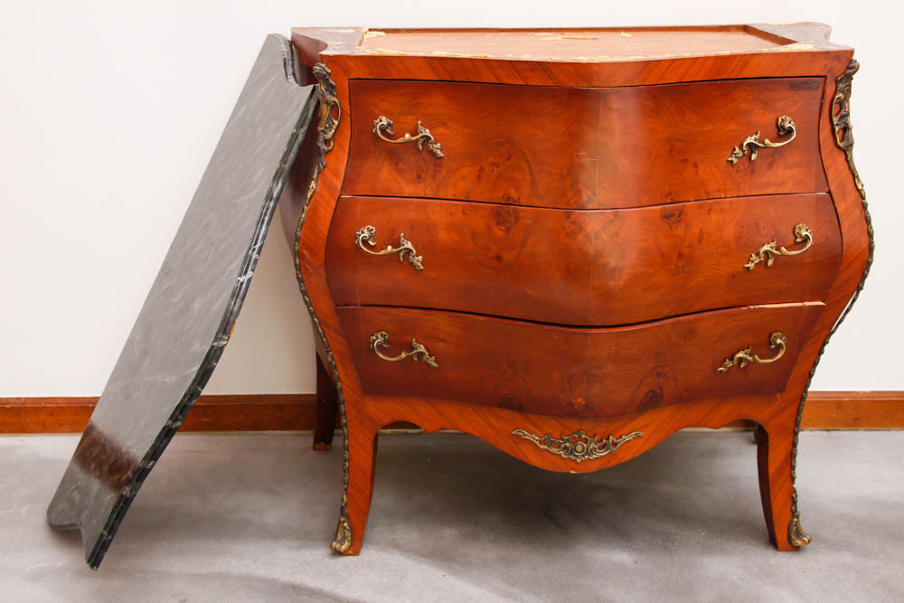 Louis XV Style Walnut Bombe Commode