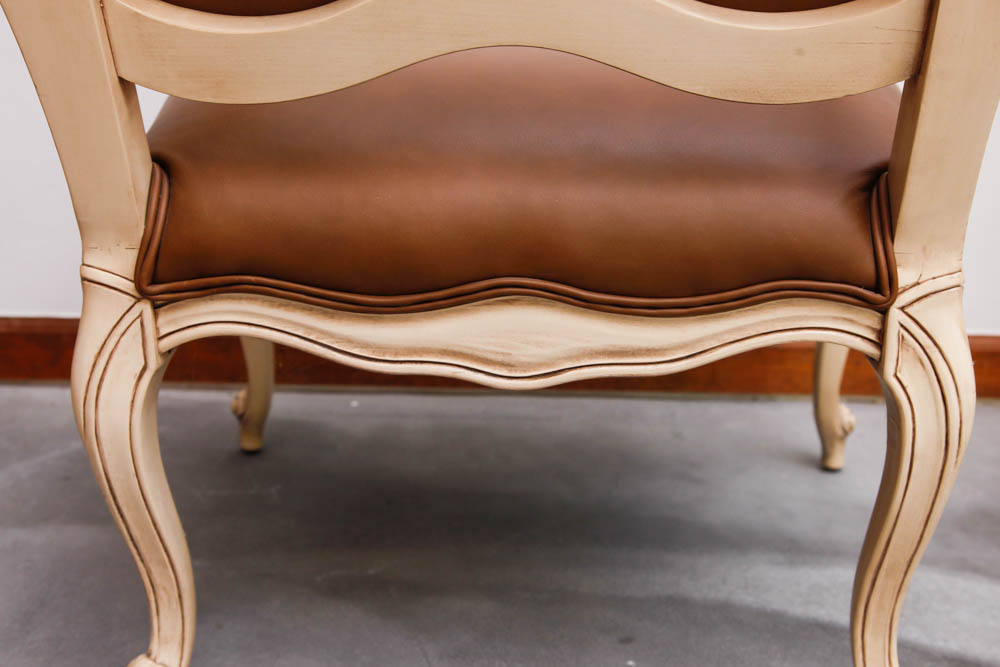 Tan Leather and Wood Armchair