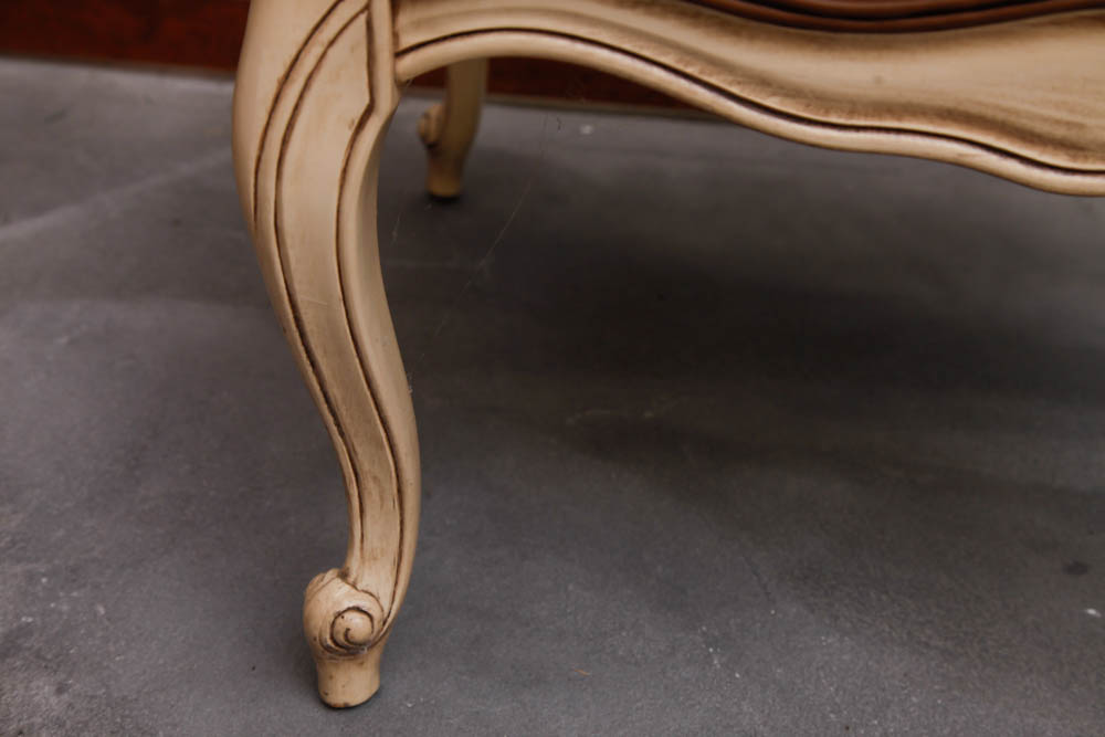 Tan Leather and Wood Armchair