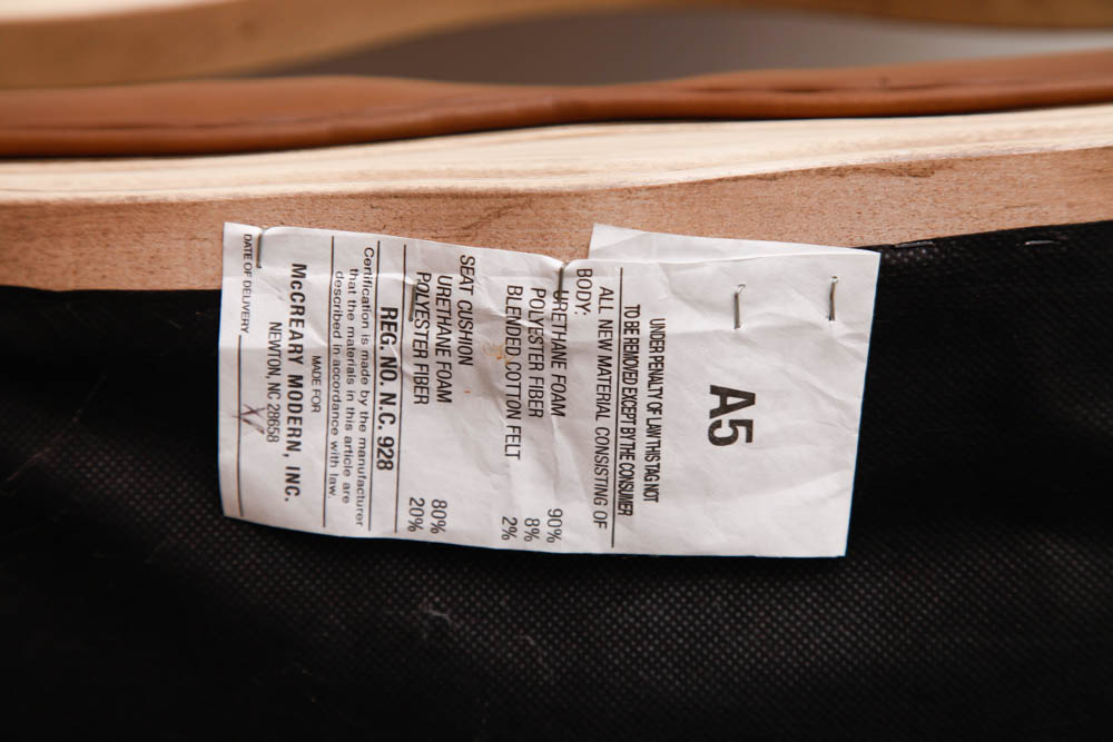 Tan Leather and Wood Armchair