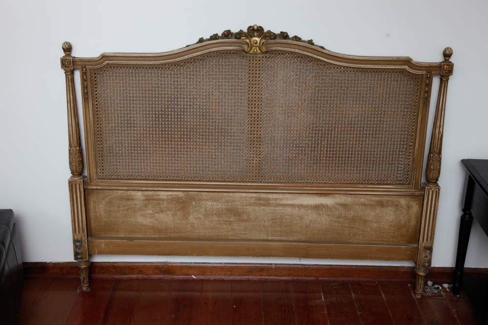 Full Wood and Rattan Bed Head Board
