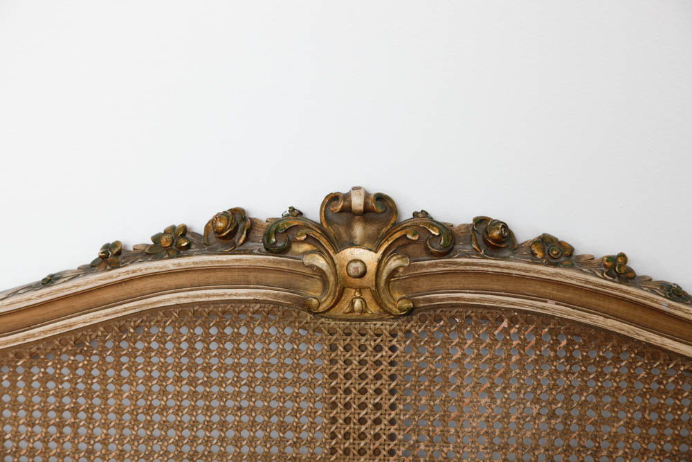 Full Wood and Rattan Bed Head Board