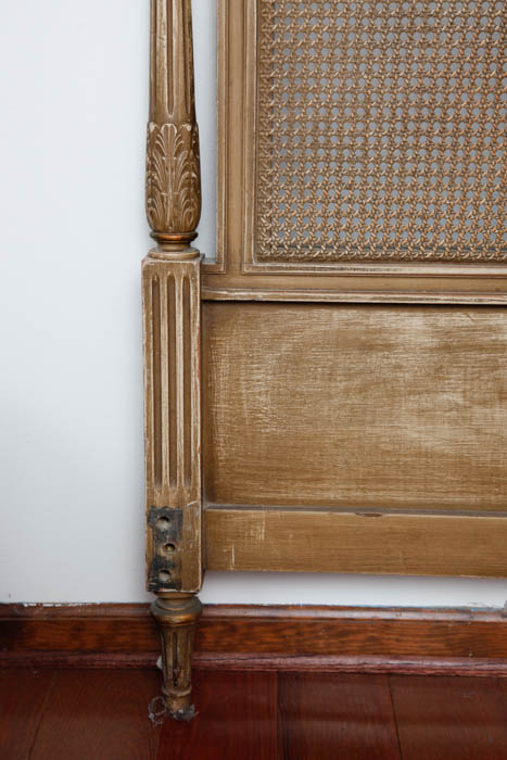 Full Wood and Rattan Bed Head Board