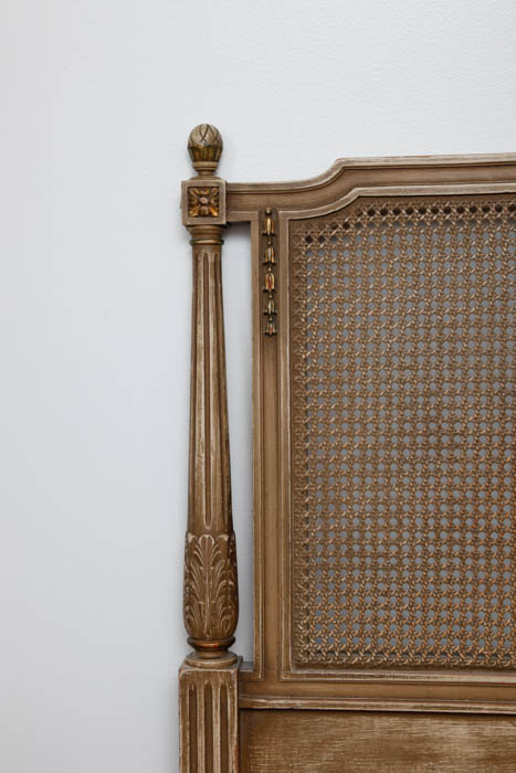 Full Wood and Rattan Bed Head Board