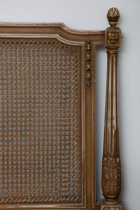 Full Wood and Rattan Bed Head Board