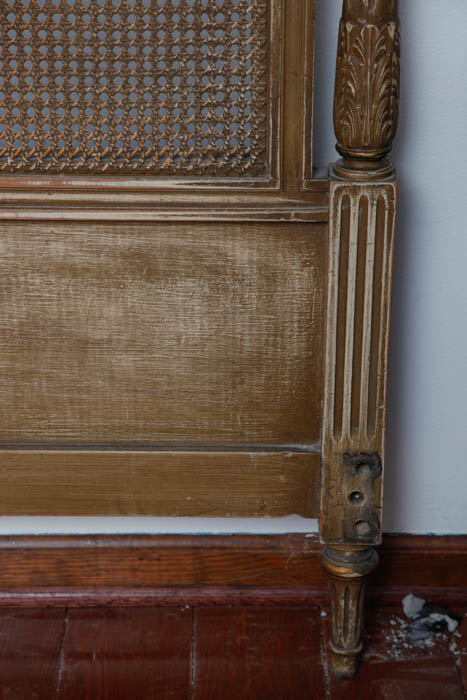 Full Wood and Rattan Bed Head Board