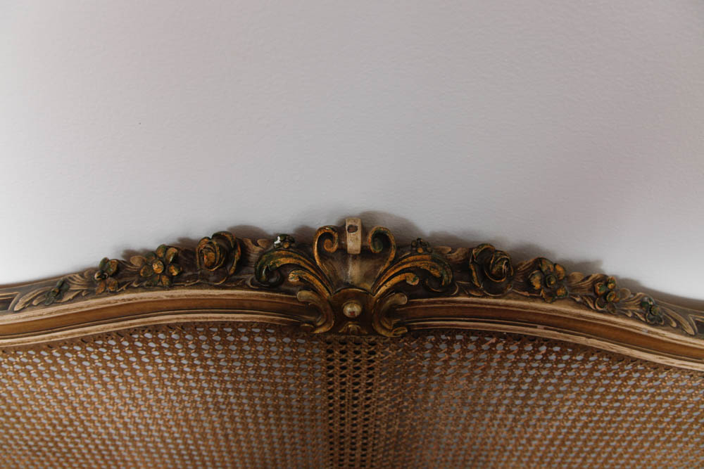 Full Wood and Rattan Bed Head Board