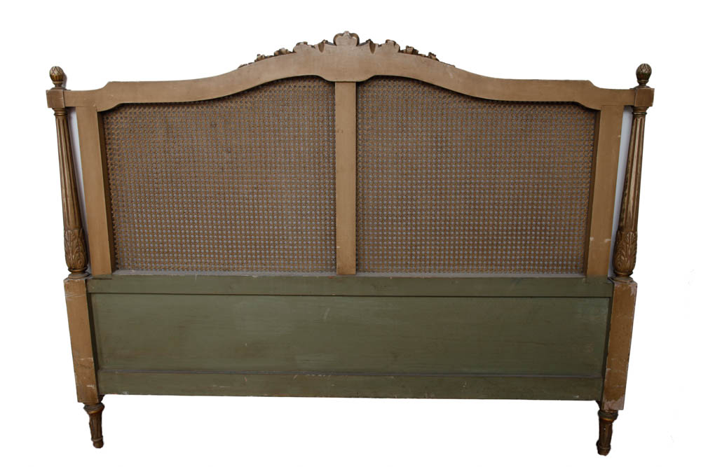 Full Wood and Rattan Bed Head Board