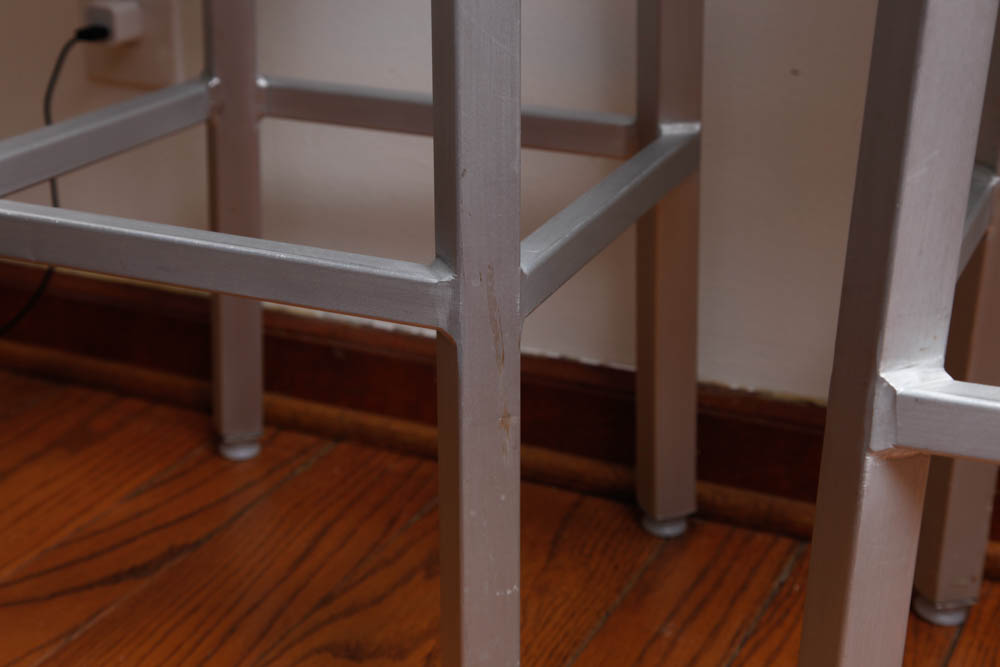 Set of Silver Tone Bar Stools