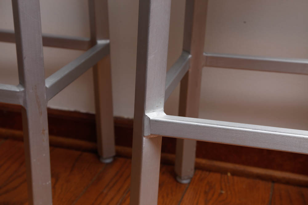 Set of Silver Tone Bar Stools