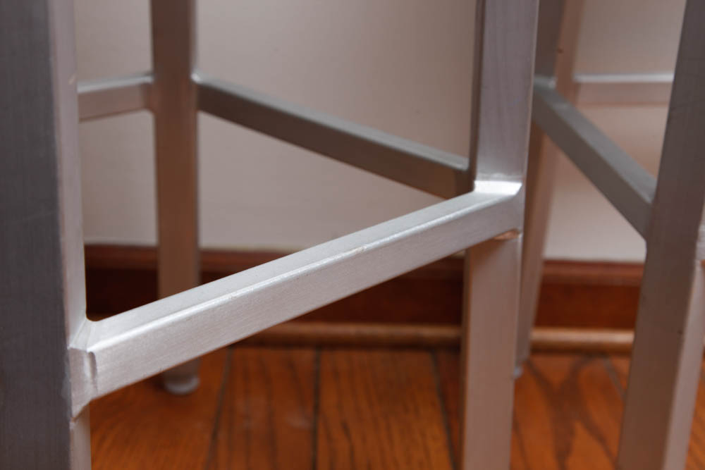 Set of Silver Tone Bar Stools