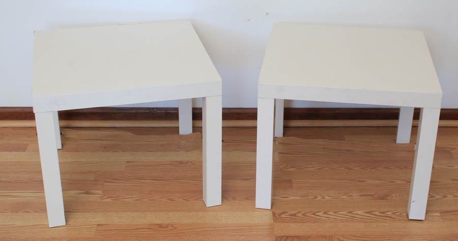 Pair of White Laminate Side Tables