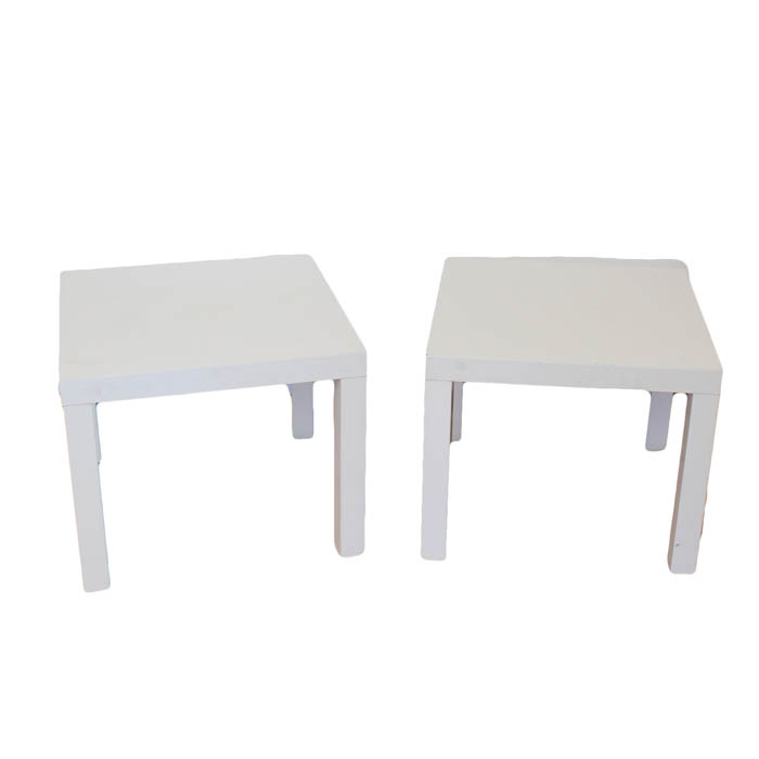 Pair of White Laminate Side Tables