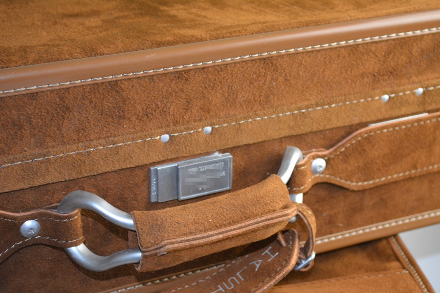 Three Piece Halston Brown Suede Luggage Set For Hartmann Luggage