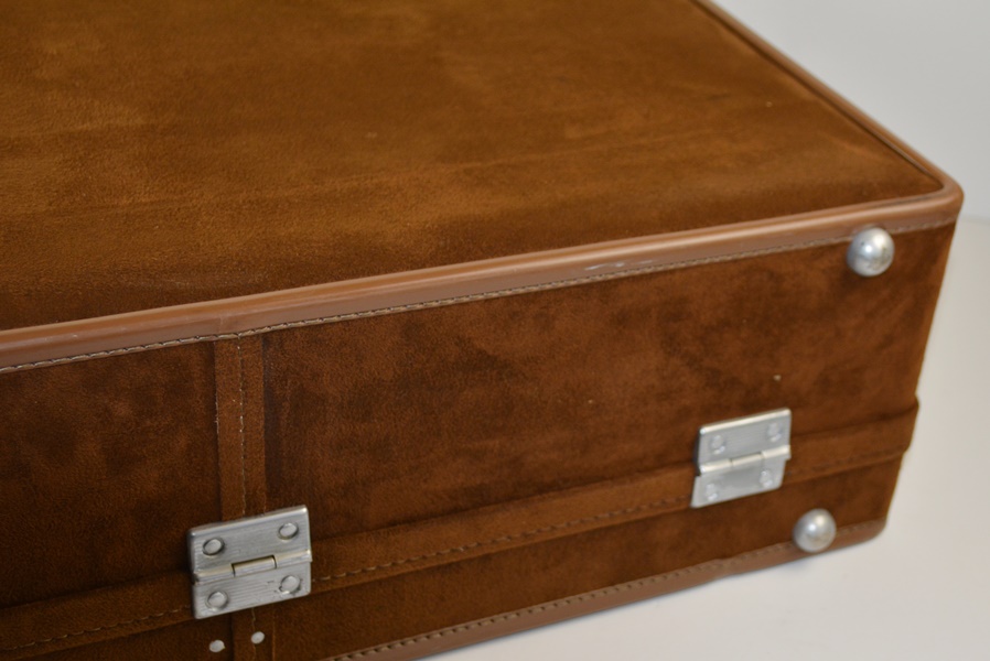 Three Piece Halston Brown Suede Luggage Set For Hartmann Luggage