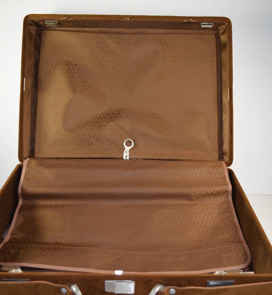 Three Piece Halston Brown Suede Luggage Set For Hartmann Luggage