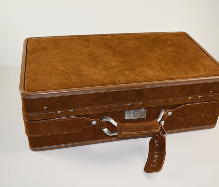 Three Piece Halston Brown Suede Luggage Set For Hartmann Luggage