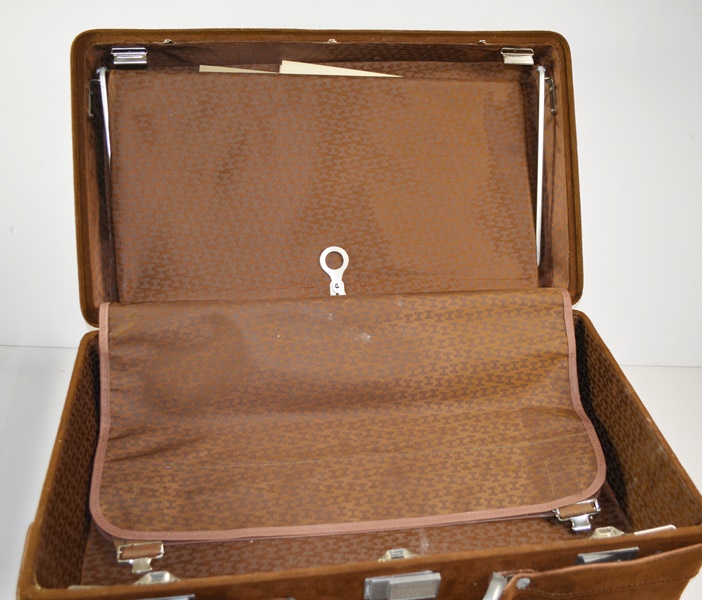 Three Piece Halston Brown Suede Luggage Set For Hartmann Luggage