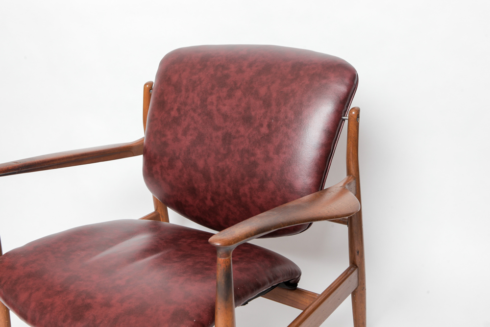 Finn Juhl Attributed Mid Century Modern Teak Upholstered Chair