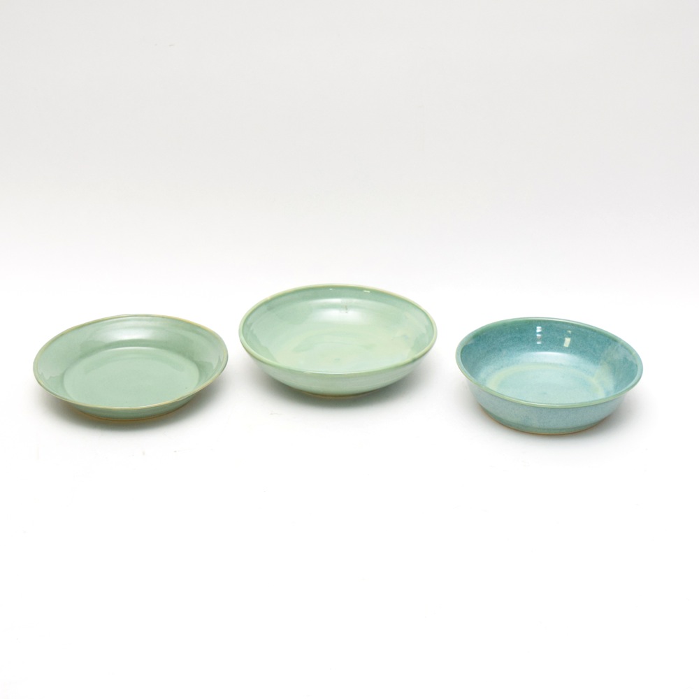 Three Margo Elberg Signed Pottery Bowls