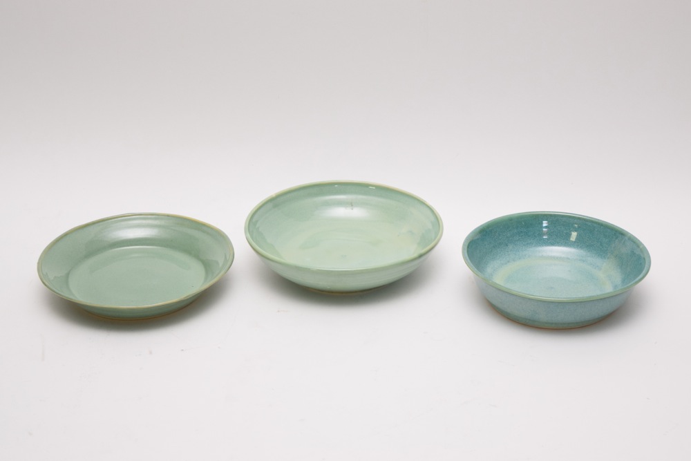 Three Margo Elberg Signed Pottery Bowls