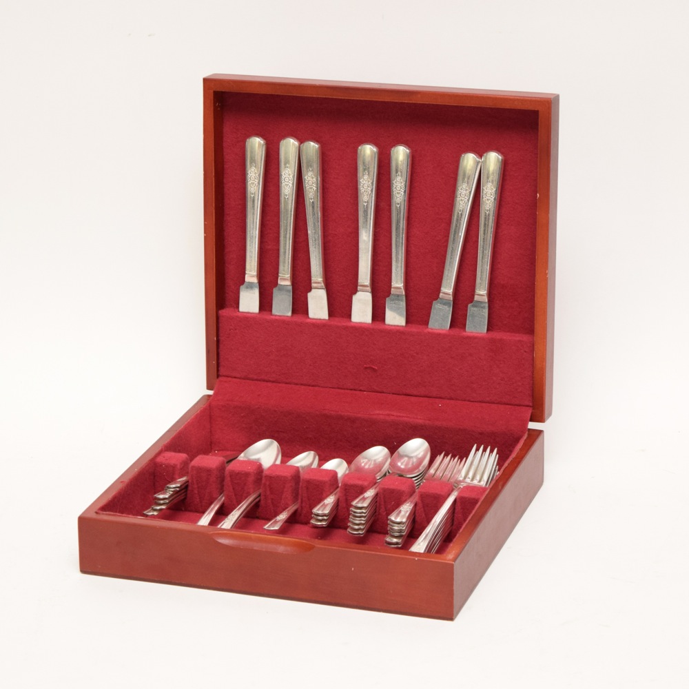 46 Piece Set of Wm. Rogers Overlaid Flatware