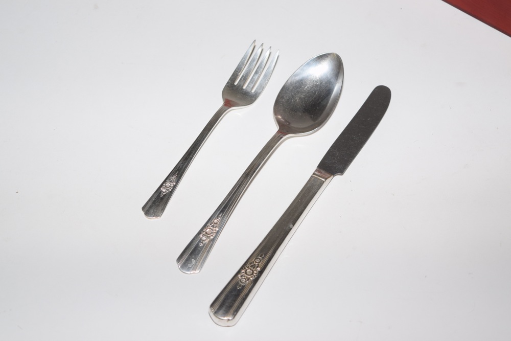46 Piece Set of Wm. Rogers Overlaid Flatware