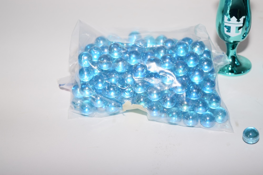 Pottery Alligator, Blue Marbles and Colorful Glass Loving Cups